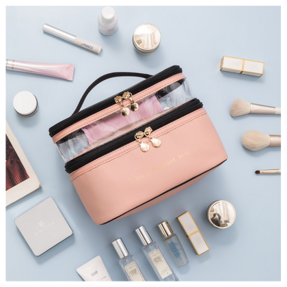 Kosmetyczka rozkładana 2 poziomowa kremowa 17x23x15 cm KS92WZ3