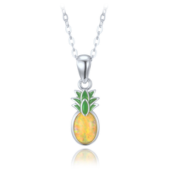 MINET Dziecięcy srebrny naszyjnik ananas z żółtym opalem