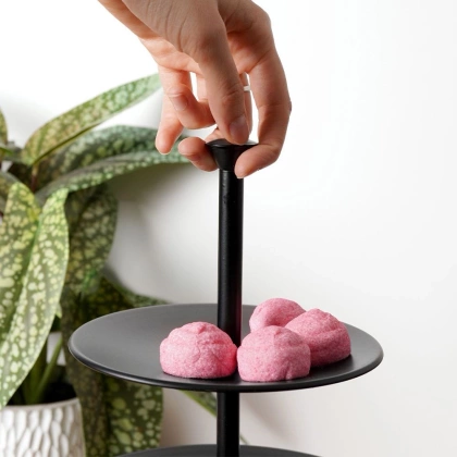 Patera 3-poziomowa metalowa czarna 36,5 cm