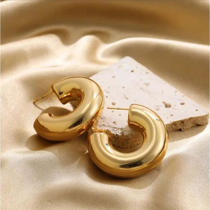 Kolczyki ze stali szlachetnej pozłacanej 14k złotem, grube KOŁA sztyft KST3324