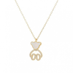 Naszyjnik stal szlachetna pozłacana 14k złotem, MIŚ masa perłowa, cyrkonie NST2169