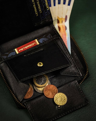 Kompaktowy portfel męski na suwak carbon