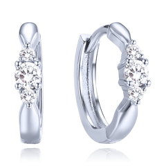 MINET Srebrne kolczyki z białymi cyrkoniami