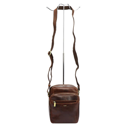 Pojemna, skórzana torba męska z kieszeniami