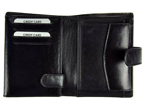 Skórzany portfel na karty z eleganckimi przeszyciami