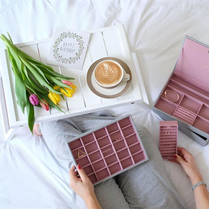 Szkatułka na biżuterię Stackers potrójna classic różowo-szara