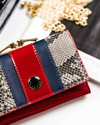 Skórzany portfel damski z portmonetką na bigiel