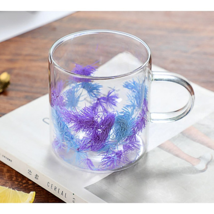 Szklanka termiczna z elementami roślinnymi w środku, fiolet 250 ml 1szt SZK134