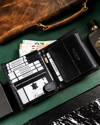 Skorzany duzy portfel meski z systemem RFID