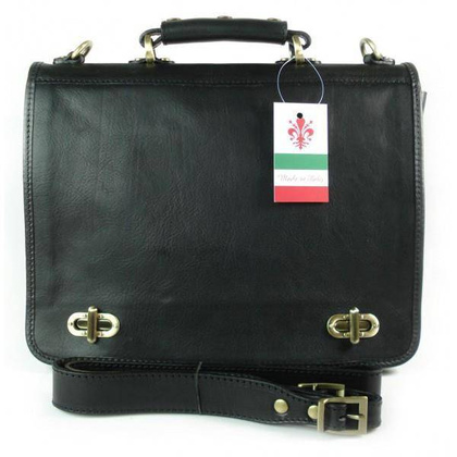 Teczka , męska aktówka ,skóra naturalna dwie przegrody  Czarna TM76N