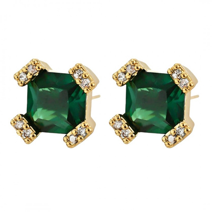 Kolczyki ze stali szlachetnej pozłacane 14k złotem, z cyrkoniami KST3416