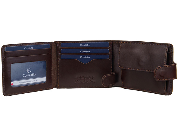 Mały portfel Canaletto RFID skóra garbowana roślinnie P1060cs350GR RFID