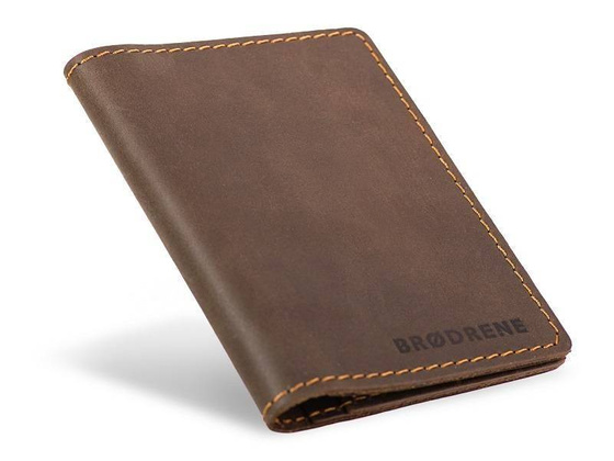 Slim wallet BRØDRENE SW05 super cienki portfel ze skóry ciemny brąz - min. zamówienie 20 / 50 / 100 szt.
