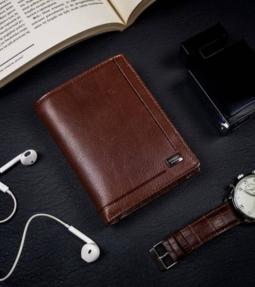 Skórzany portfel męski z ochroną rfid
