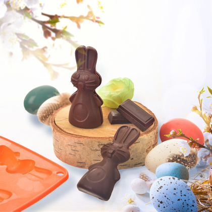 Forma do ciastek i pralin silikonowa pomarańczowa zajączek