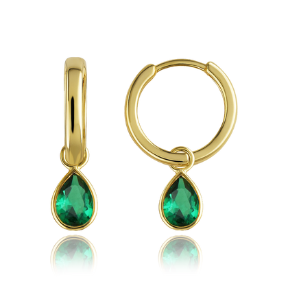 MINET Pierścien Złote kolczyki z zielonymi cyrkoniami Au 585/1000 1,75g