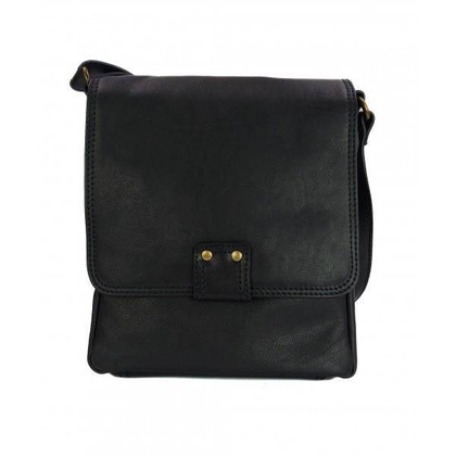 Włoska skórzana listonoszka, raportówka A5 Czarna LP361N