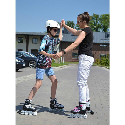 Łyżworolki - wrotki - łyżwy 4w1 ENERO PRO LED 26-29 Różowo - szare