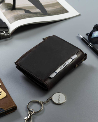 Skórzany portfel w stylu retro Rovicky Brązowy