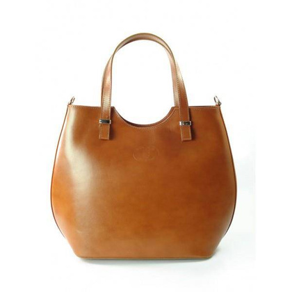 WŁOSKA TORBA ZARKA SHOPPER BAG SREBRNE OKUCIA  A4  CAMEL  SB4116C KEMER