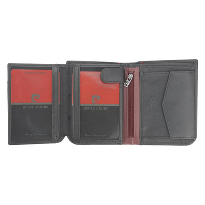 Portfel męski skórzany PIERRE CARDIN TILAK35 326 RFID Czarny / Czerwony