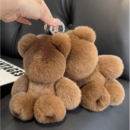 Brelok do kluczy, futrzany Miś brązowy BRL370