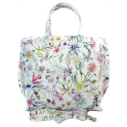 Włoska torba A4 Shopper Bag Vera Pelle Kwiaty SB689K1