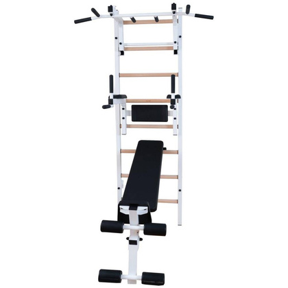 Drabinka gimnastyczna drewniano metalowa z drążkiem i akcesoriami BenchK 233W