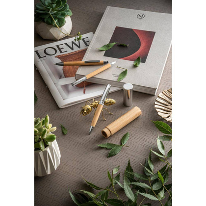 FUJI. Bambusowy i metalowy długopis z etui ABS