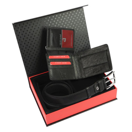 Zestaw prezentowy portfel +pasek Pierre Cardin ZG-104 Czarny / Czerwony