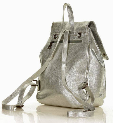 Praktyczny plecak z naturalnej skóry DALLAS srebrny - min. zamówienie 20 / 50 / 100 szt.