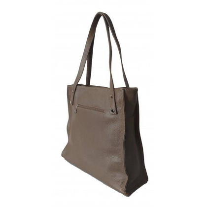 Skórzana Włoska torba na ramię Vera Pelle miękka , pojemna a4 Beżowa WR365T