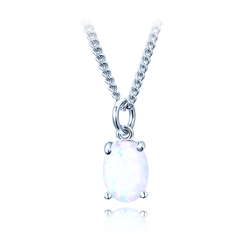 MINET Naszyjnik srebrny z białym opalem