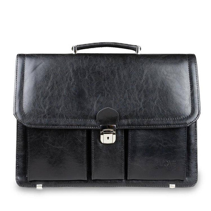 Skórzana teczka męska na laptopa czarna - Pavone Nero Roma 2157 BL