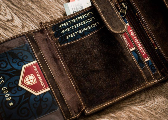 Portfel męski z retro skóry Peterson Brązowy