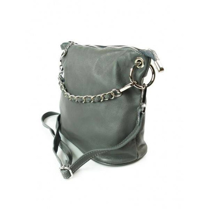 Włoska listonoszka Vera Pelle łańcuch,przewieszka Szara LB44G2