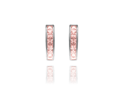 MINET Błyszczące kolczyki srebrne z różowymi cyrkoniami