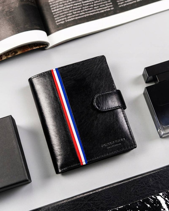 Duży, skórzany portfel męski na zatrzask