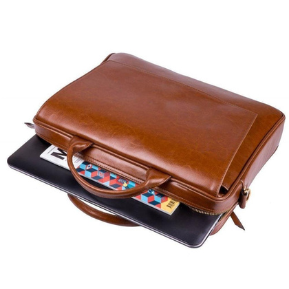 Skórzana torba na laptop 15.4 KEMER SOLIER FL14 Brązowa - min. zamówienie 20 / 50 / 100 szt.