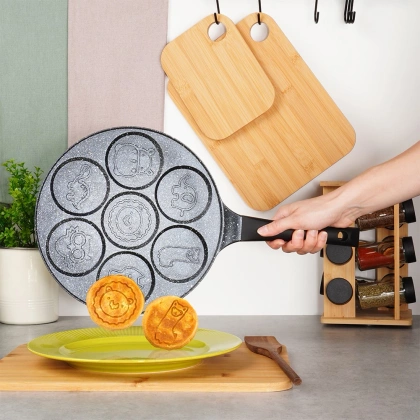 Patelnia do jajek granitowa 7 otworów BLACK LINE 26 cm