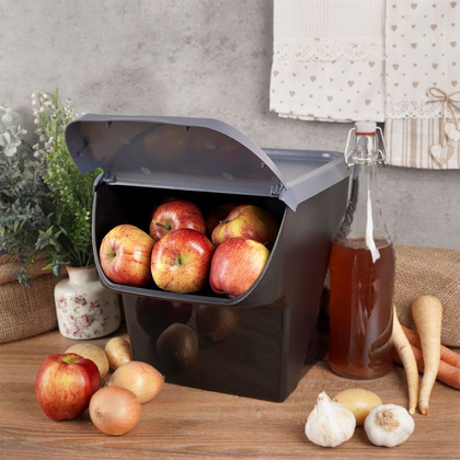 Pojemnik na warzywa owoce cebulę ziemniaki czosnek do przechowywania antracytowy 13 l
