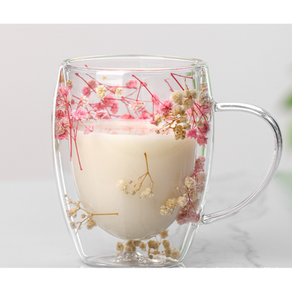 Szklanka termiczna z kwiatami w środku, gipsówka 300ml 1szt SZK78