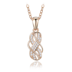 MINET Rose gold luksusowy naszyjnik srebrny z białymi cyrkoniami