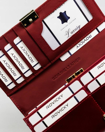 Lakierowany, duży portfel damski ze skóry naturalnej