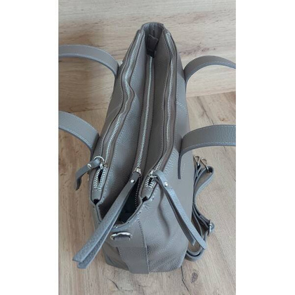 Duża Włoska skórzana torba na ramię mieści A4 trzy komory Vera Pelle Beżowa WA554T