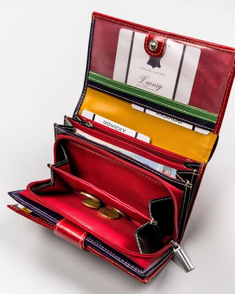 Stylowy portfel z kolorowej skóry naturalnej