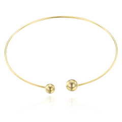 MINET Solidny srebrny pozłacany naszyjnik z kulkami na wąską szyję