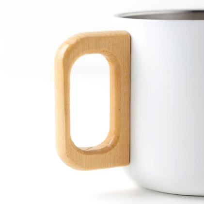 Kubek ze stali nierdzewnej o podwójnych ściankach o pojemności 350 ml, drewniany uchwyt / Neosteel