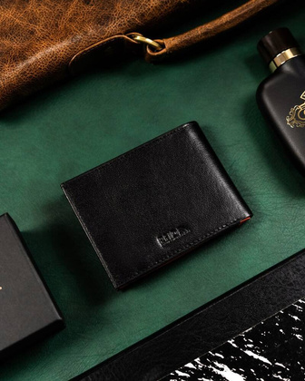 Niewielki skorzany portfel meski z systemem RFID