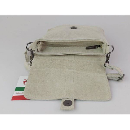 Zamszowa listonoszka Vera Pelle ,pojemna przewieszka format A5 Ecru LK44BEI